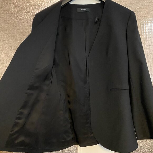THEORY Wool Lindrayia Black Blazer 0 - Picture 3 of 7